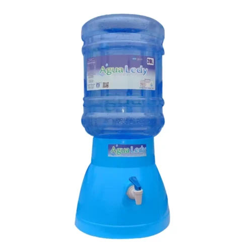 Dispensador de agua celeste + bidon de agua Ledy 20 litros